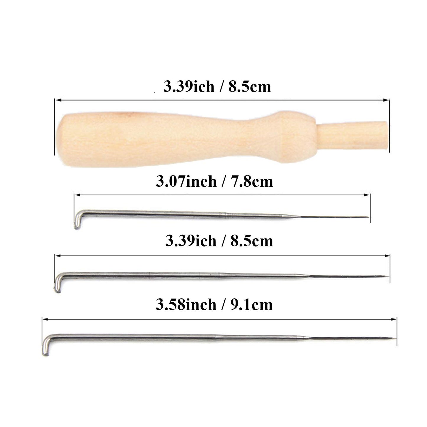 30 Pcs Needle Felting Kit, Wool Felting Needles, 3 Sizes: 3.58/3.39/3.07 inch, Grey, Sharp Point, Iron Material