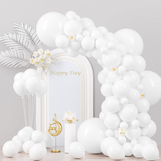 130pcs White Balloons Different Sizes 18" 12" 10" 5" Party Latex Balloons for Birthday Baby Shower Graduation Wedding Anniversary Party Decorations