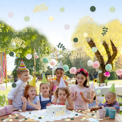 Sage Green Happy Birthday Confetti, Birthday Table Decorations Scatter Green Gold Foil Cake Confetti Decorations for Party, Baby Shower DIY Arts Crafting 230 Pcs