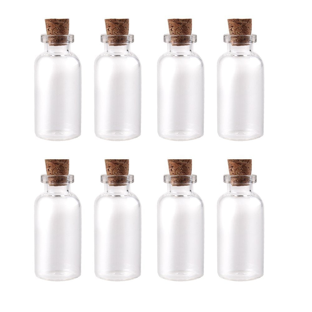 Outlet Mini Clear Glass Jars Bottles with Cork Stoppers for Arts & Crafts, Projects, Decoration, Party Favors - Size: 1-1/2" Tall X 3/4 Inches Diameter (24 Count)