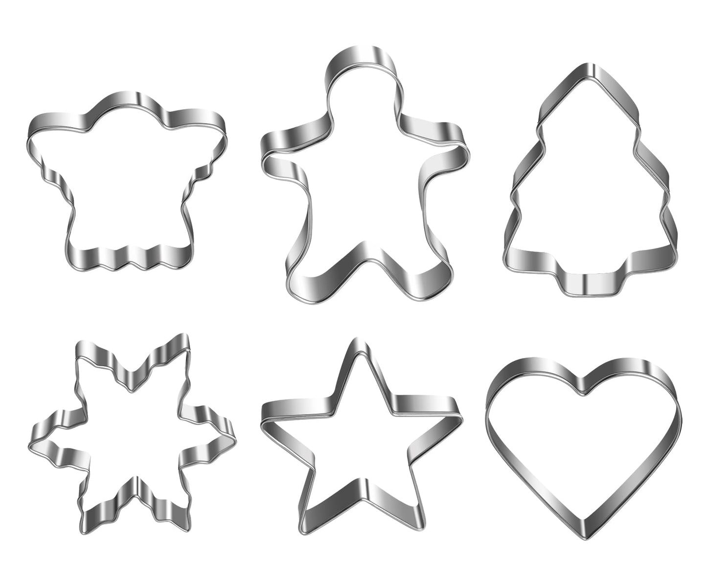 Christmas Cookie Cutter Set - 18 Piece Gingerbread Man, Snowflake, Tree, Heart, Star, Angel Shapes for Holiday Winter Baking