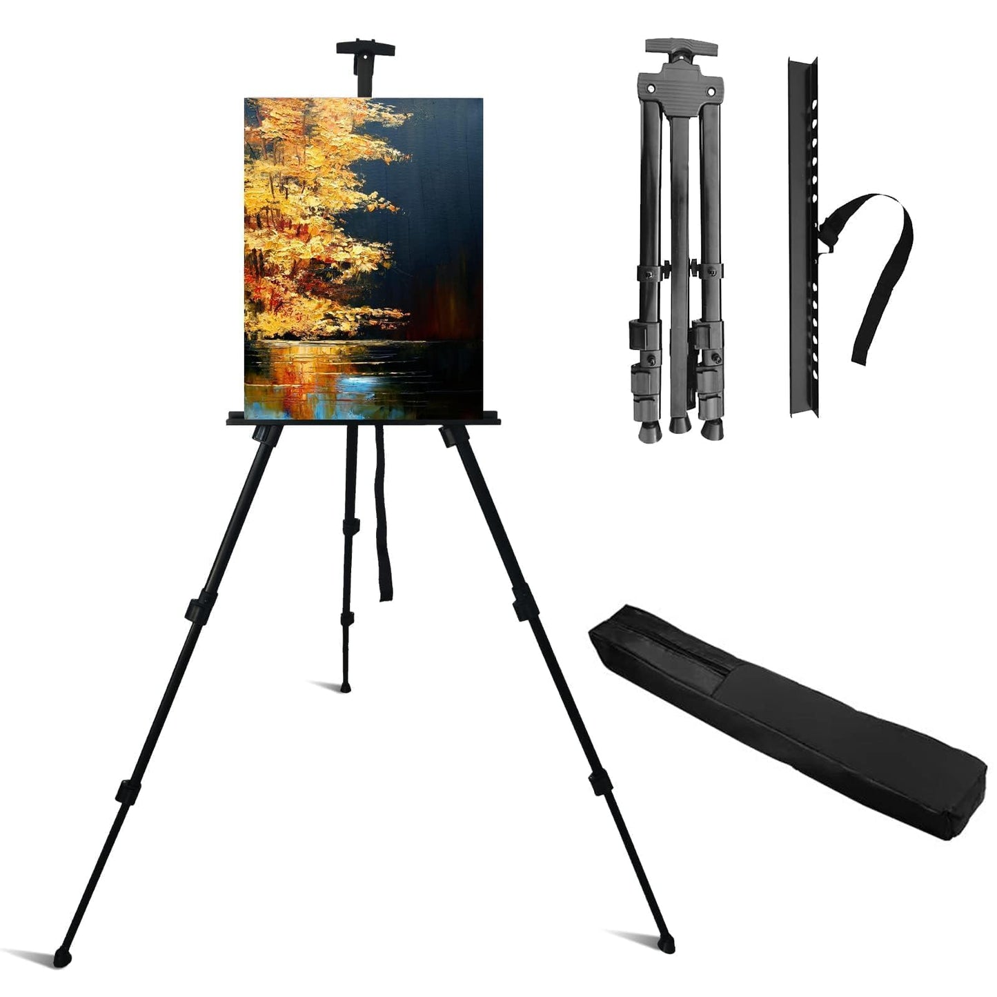 Easel Stand for Sign and Painting: Art Portable Adjustable Metal Tripod Easels for Display Height from 17 to 66 Inch -Canvas Stand for Table-Top/Floor Paint for Artists Adult Holder or Teen