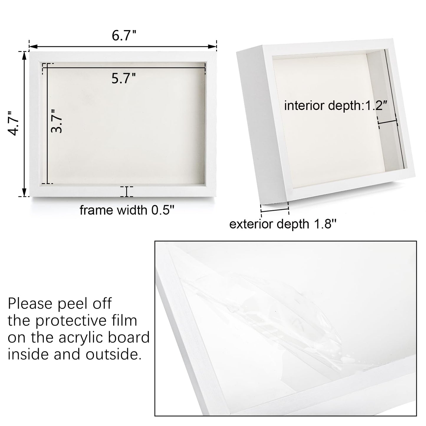 6 Pack 4 x 6 Inches Shadow Box Frame, Small Wood Frame Memory Display Cases,1.2in Depth Picture Frame Case for Dried Flowers, DIY Craft, Memorabilia, Medals and Photos, White