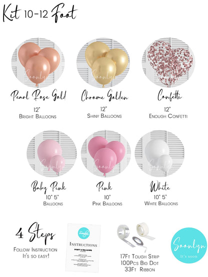 Rose Gold Balloons 140 Pack 12 Inch Gold and Pink Balloons and Pink Confetti Balloons Garland Arch Kit for Bridal Shower Baby Shower Party Decoration