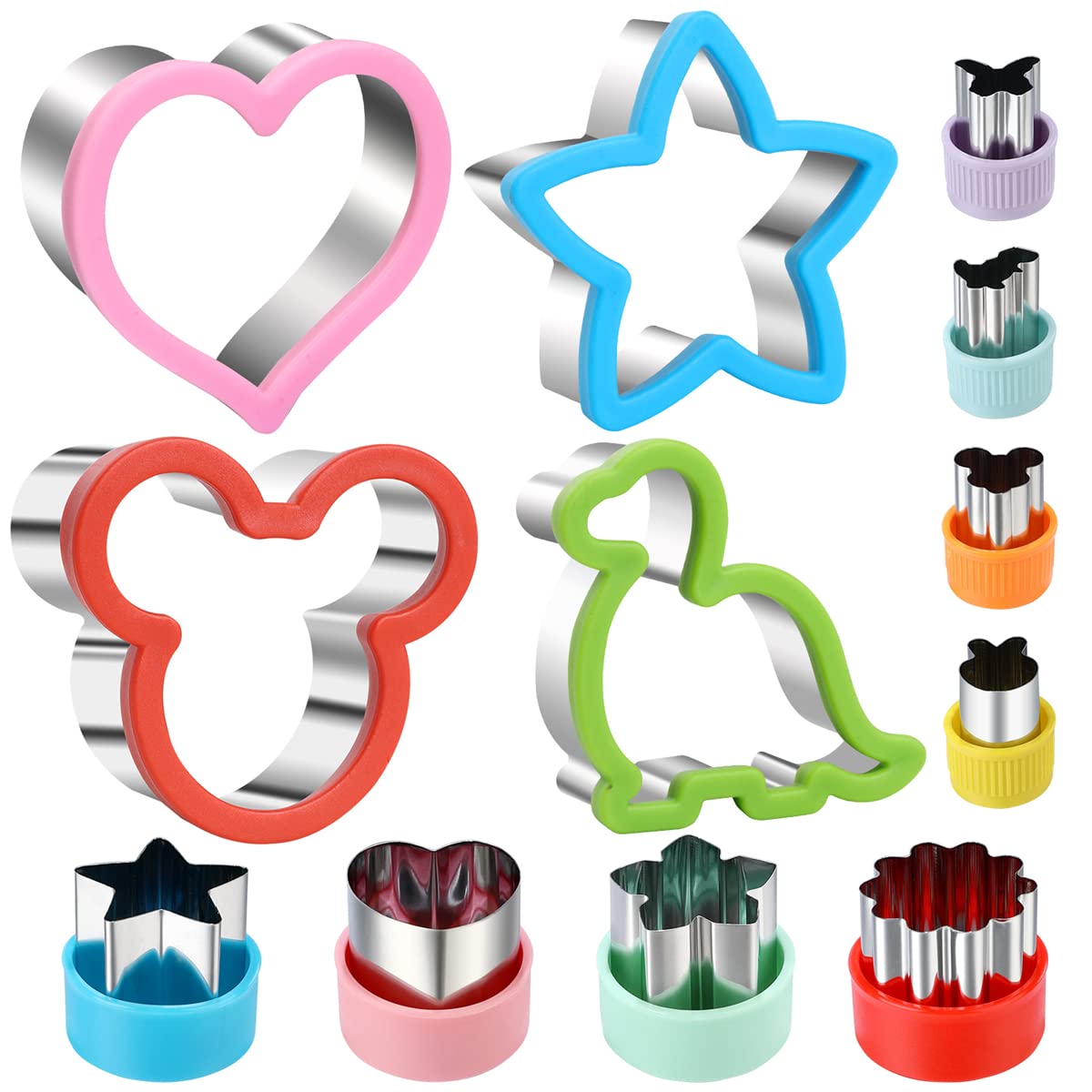 Sandwich Cookie Cutters Set, Dinosaur,Heart,Star,Mouse,Sandwich Knife Cookie Knife Vegetable Cutter Food Grade Cookie Mould.(12Pcs)
