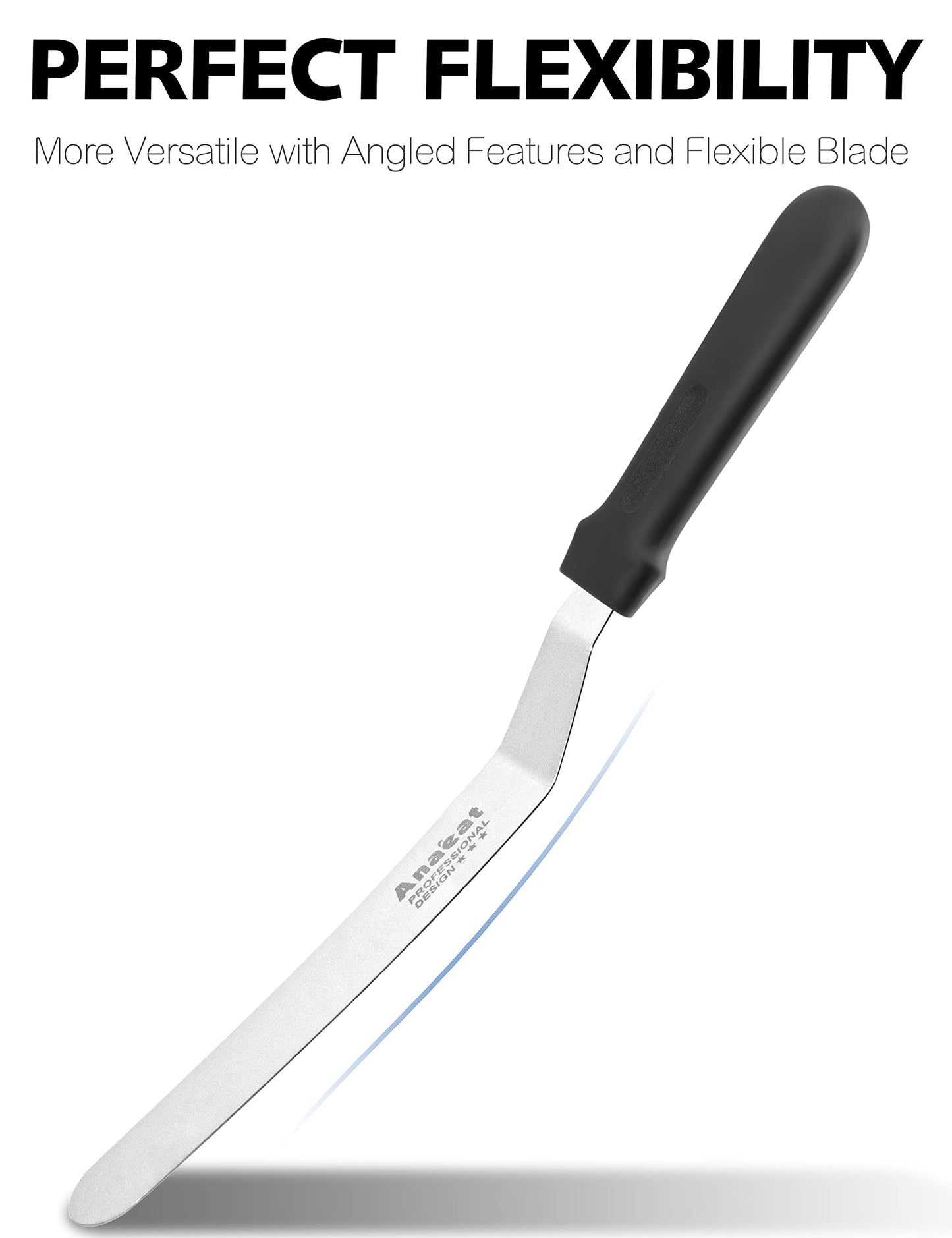 Icing Spatula, 3 Pieces Professional Angled Offset Frosting Spatulas with 6", 8", 10" Stainless Steel Blades & 4 Pack Cake Smoother Scraper for Cake Decorating, Baking & Pastry (Set of 7)