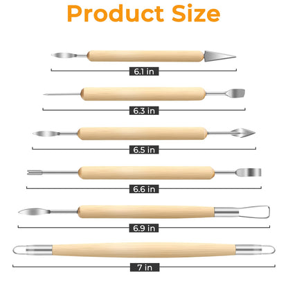6 Pack Clay Tools Kit, Pottery Tools & Sculpting Tools, Polymer Modeling Clay Cutters Sculpture Set for Carving, Ceramics, Molding, DIY