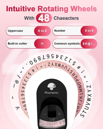 Embossing Label Maker Machine, Retro Embossed Label Maker, Old School Embosser Labeler with 6 Rolls 3D Embossing Label Waterproof for Kid DIY Home School Supplies Office Organization, Pink