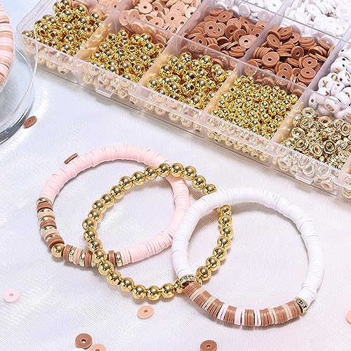 Bracelet Making Kit Friendship Golden Beads Clay Beads Jewelry&Bracelet Making Kit Charm Bracelet Maker Set with Letter Beaded Kit Birthday Gift