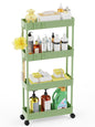5.1" Slim Storage Cart - 4 Tiers Bathroom Organizer Mobile Shelving Unit Storage Rolling Utility Cart Slide Out Organizer for Kitchen Bathroom Laundry Narrow Places, Green