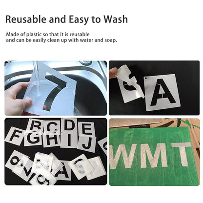 1 Inch Letter Stencils Kit, Alphabet Art Craft Stencils, Reusable Plastic Letters and Numbers Stencil Set for Wood, Wall, Fabric, Rock, Chalkboard, Signage and DIY Art Projects (White, 36 Pcs)
