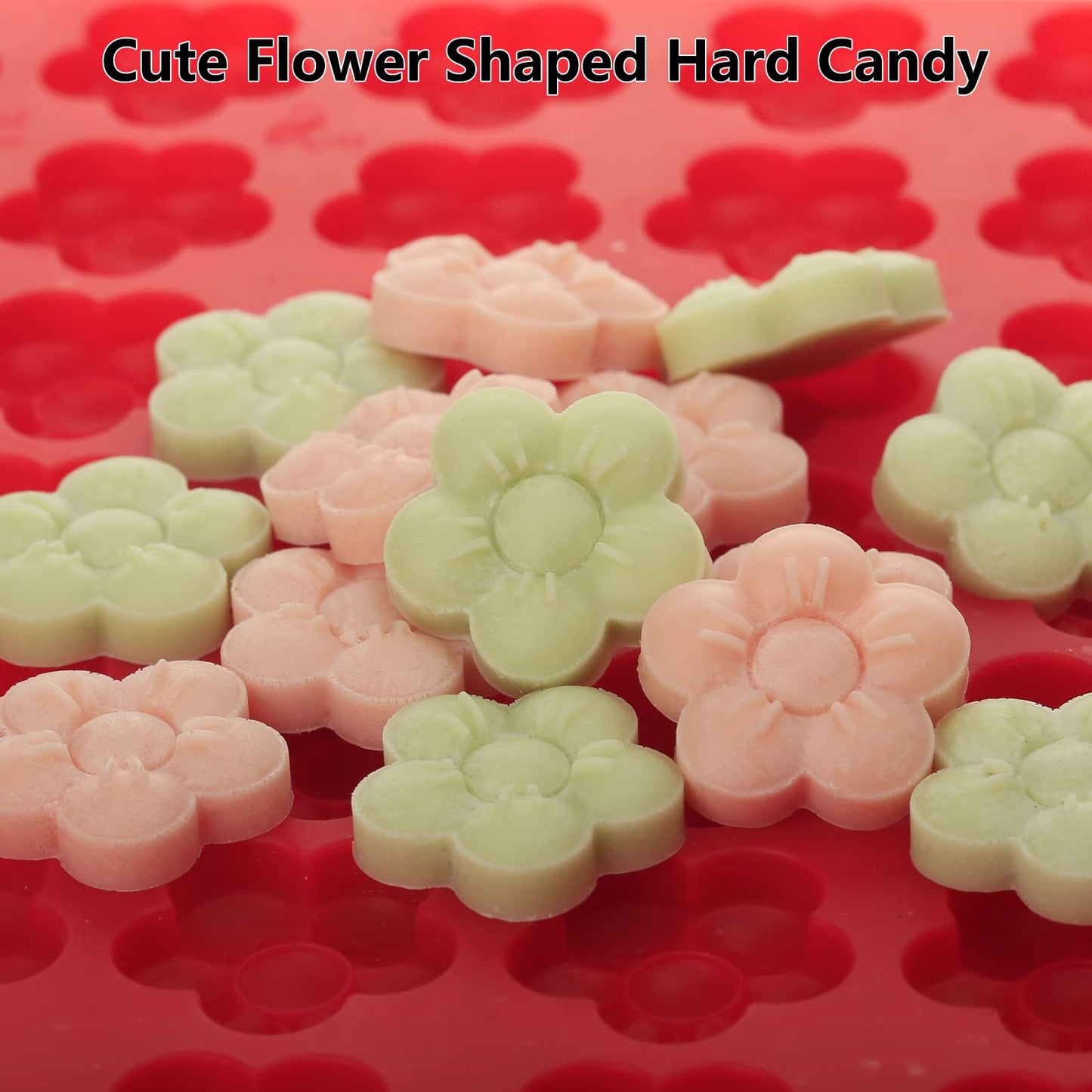 Flower Silicone Mold, Small Plum Blossom Shaped Flower Molds with 70 Cavities for Making Chocolate/Candy/Gummy/Cookie/Jelly/Ice Cube/Edible Flowers for Cake Decorating, Wintersweet Mold, with Scraper