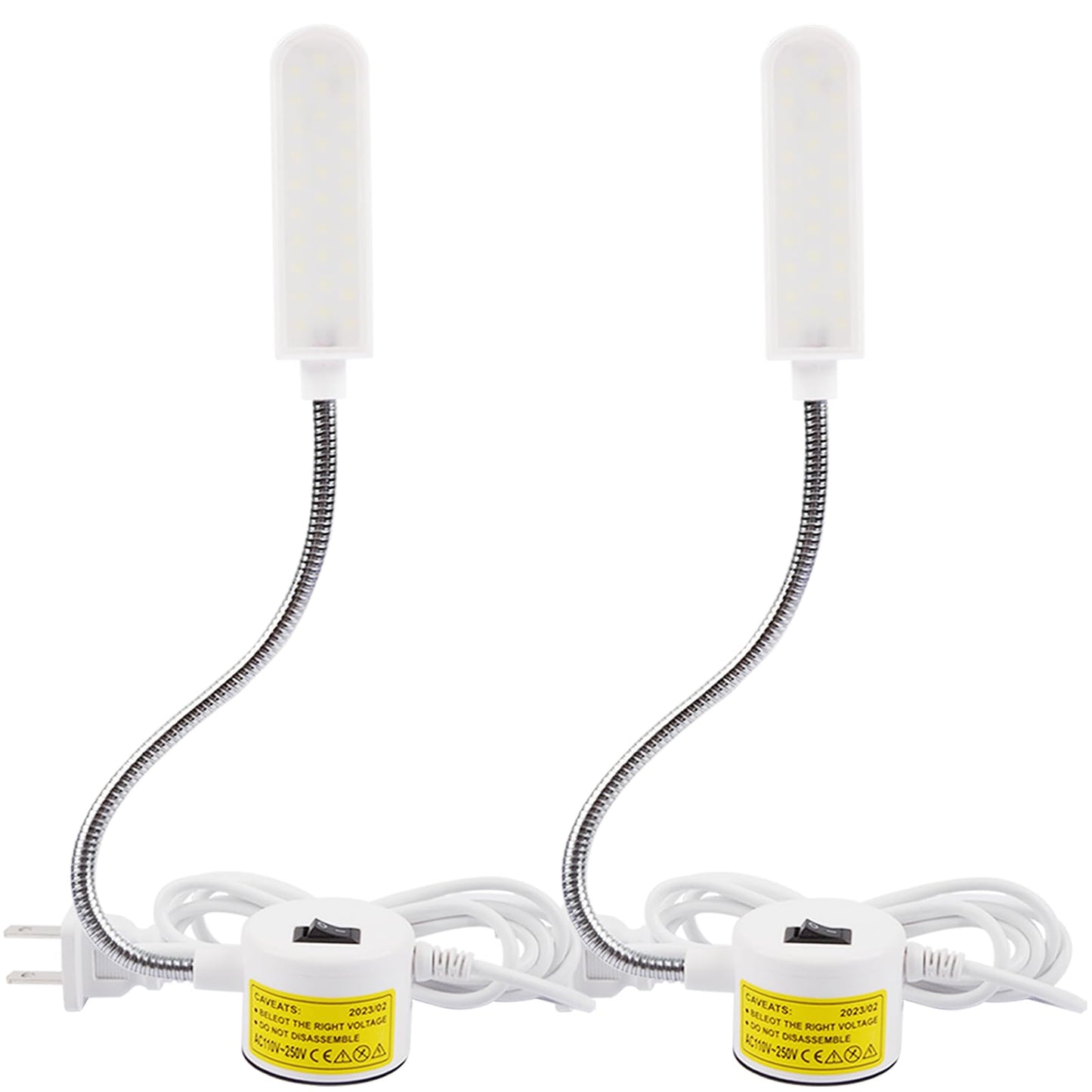 30LEDs Sewing Machine Light, 6 Watt Portable Work Light, Flexible Gooseneck Lampe with Magnetic Base for Workbench Lathe Drill Press(White) (2 Pack)