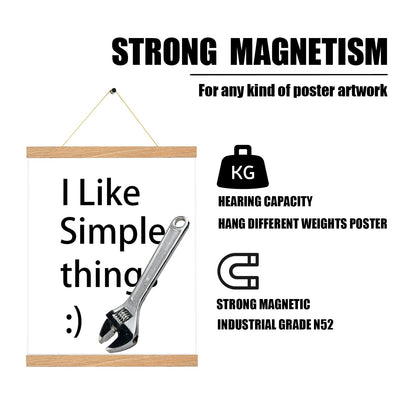 Magnetic Poster Hanger Frame In Pine Color 3 pack, 16x24 16x20 16x16 Wooden Hanging Kit for Walls Map Canvas Artwork, 16 inchx3pcs