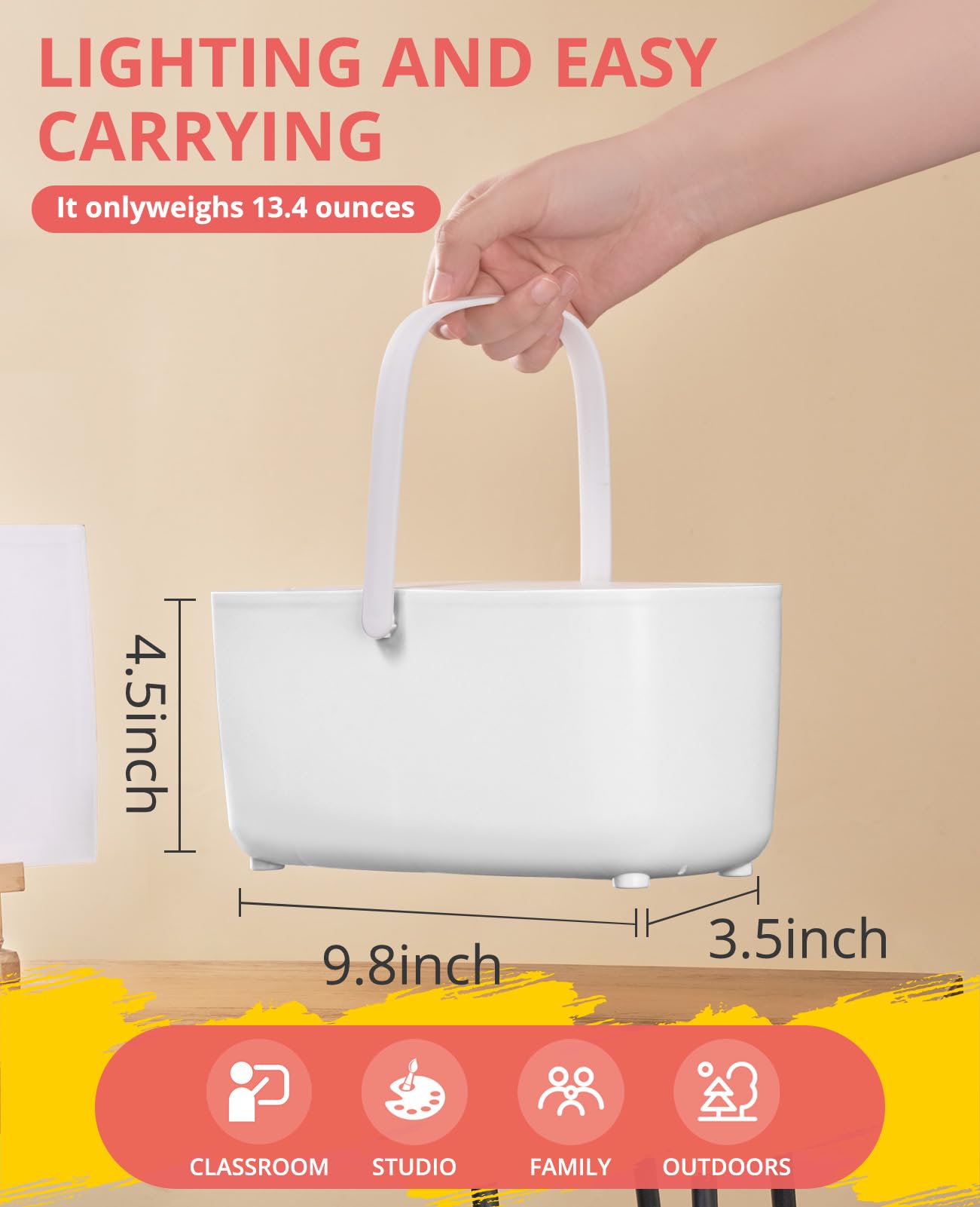 Paint Brush Cleaner - Paint Brush Holder with Palette and Handle,Rinser for Acrylic, Watercolor, and Water-Based Paints, Painting Art Supply Storage Organizer (White+Grey)