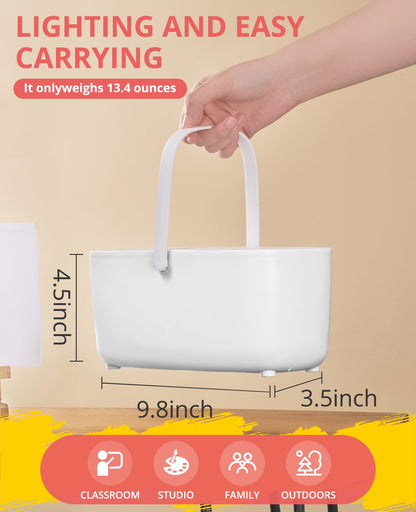 Paint Brush Cleaner - Paint Brush Holder with Palette and Handle,Rinser for Acrylic, Watercolor, and Water-Based Paints, Painting Art Supply Storage Organizer (White+Grey)