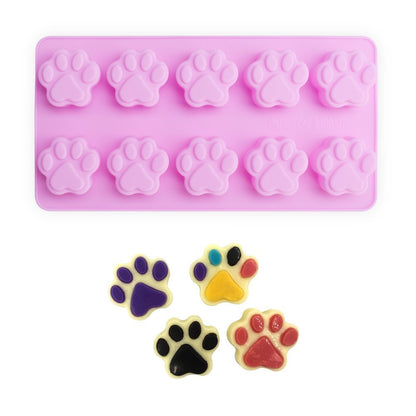 Puppy Dog Paw and Bone Silicone Molds, Non-Stick Food Grade Silicone Molds for Chocolate, Candy, Jelly, Ice Cube, Dog Treats (Puppy Paw Bone Set of 4PCS)