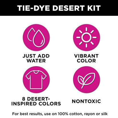One-Step Tie-Dye Kit, Desert Colors, Easy Craft Activity, Permanent Fabric Designs, 8-Color