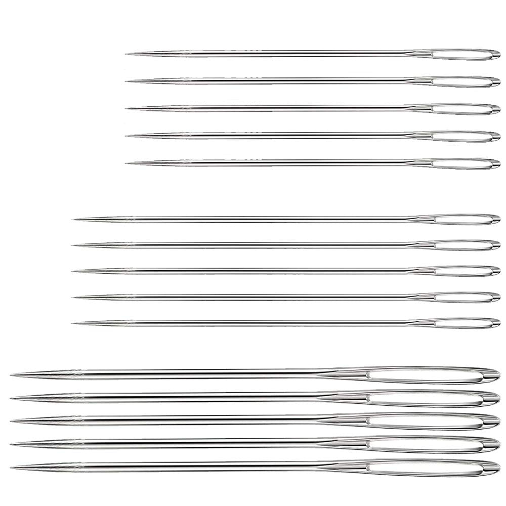 Large Eye Sewing Needles, Sewing Needles, Stainless Steel Embroidery Thread Needle, Handmade Yarn Knitting Needles Leather Needle (15 Pieces)