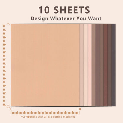 Skin Tone Heat Transfer Vinyl - 10 Sheets Bundle 10x12 Inch Cream Barely Beige Iron on Vinyl Brown Tan HTV Vinyl Craft Cutter DIY T-Shirts Clothing Bags for Cricut Silhouette Cameo