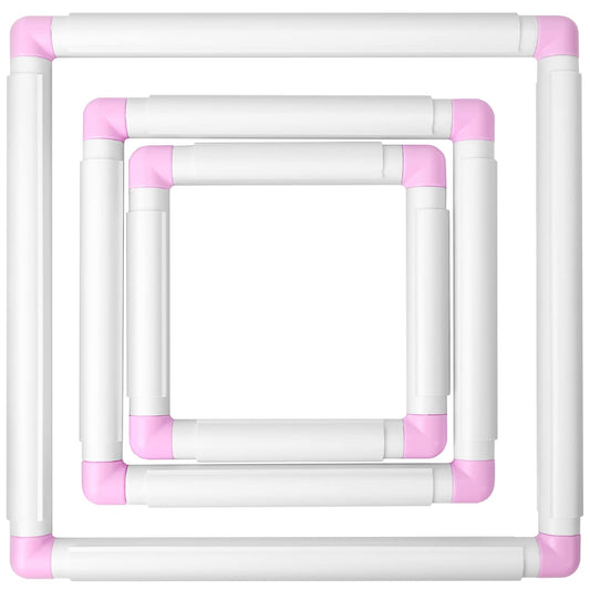 3 Pack Square Embroidery Hoops, Plastic Cross-Stitch Hoops, Plastic Clip Frame for Embroidery, Embroidery Quilting Frames (6x6, 8x8, 11x11)…