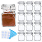 Spice Jars, 12 Pack 4oz Small Glass Jars with Airtight Hinged Lid, With 12 Spice Labels & Silicone Funnels, Airtight Glass Jars for Spices, Art Craft Storage (12 Pack)