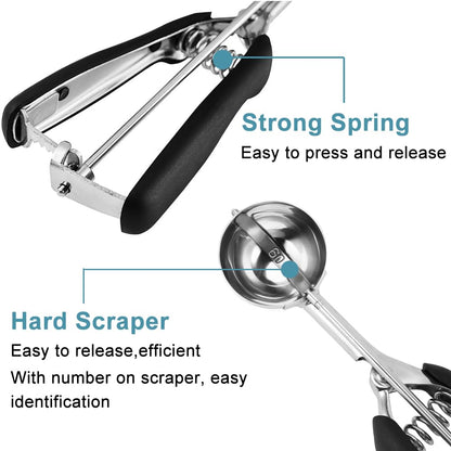 Cookie Scoop Set, Include 1 Tbsp/2 Tbsp/3 Tbsp, Cookie Scoops for Baking Set of 3, Cookie Dough Scoop, 18/8 Stainless Steel, Good Grip, Non-Slip, for Cookie Cupcake Muffin Ice Cream waffle