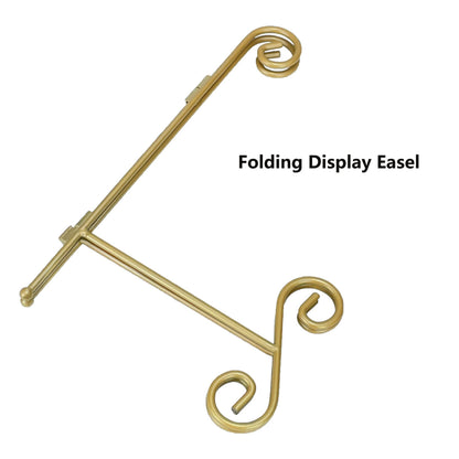 Gold Plate Stand, 12 Inch Decorative Holder for Displaying Platters, Heavy-Duty Metal Easel Stand for Picture, Photo Frame, Books and Round Objects