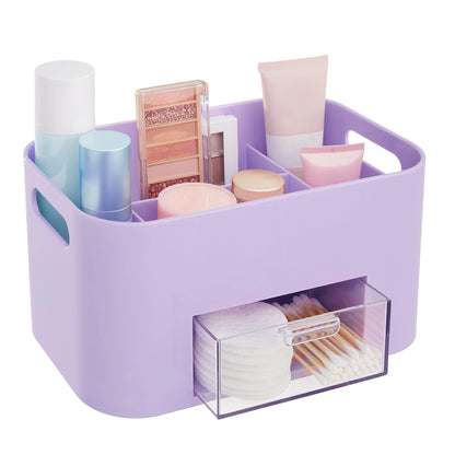 Bliss Lilac Purple Makeup Organizer for Countertop, Divided Bathroom Organizer & Storage Drawer, Makeup Brush Holder, Cosmetic & Nail Polish Organizer, Made in USA