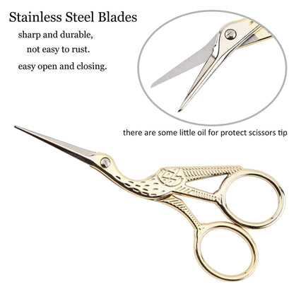 4.5Inch Embroidery Scissors Sharp Tip Stainless Steel Little Scissors for Knitting Cross Stitch Cutting Embroidery Sewing Handcraft Craft Art Work DIY Tool Gold
