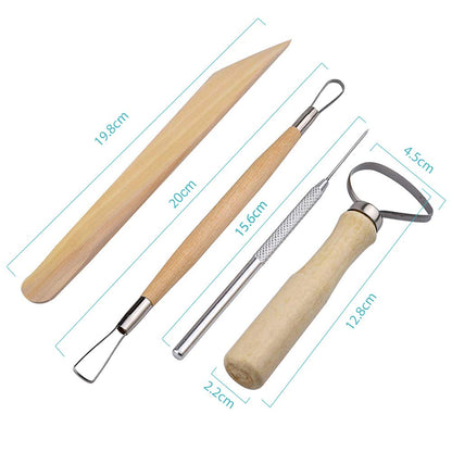 19Pcs Pottery Tools Clay Sculpting Carving Tool Set Contains Most Essential Wooden Clay Tools for Potters