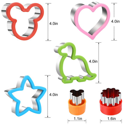 Sandwich Cookie Cutters Set, Dinosaur,Heart,Star,Mouse,Sandwich Knife Cookie Knife Vegetable Cutter Food Grade Cookie Mould.(12Pcs)