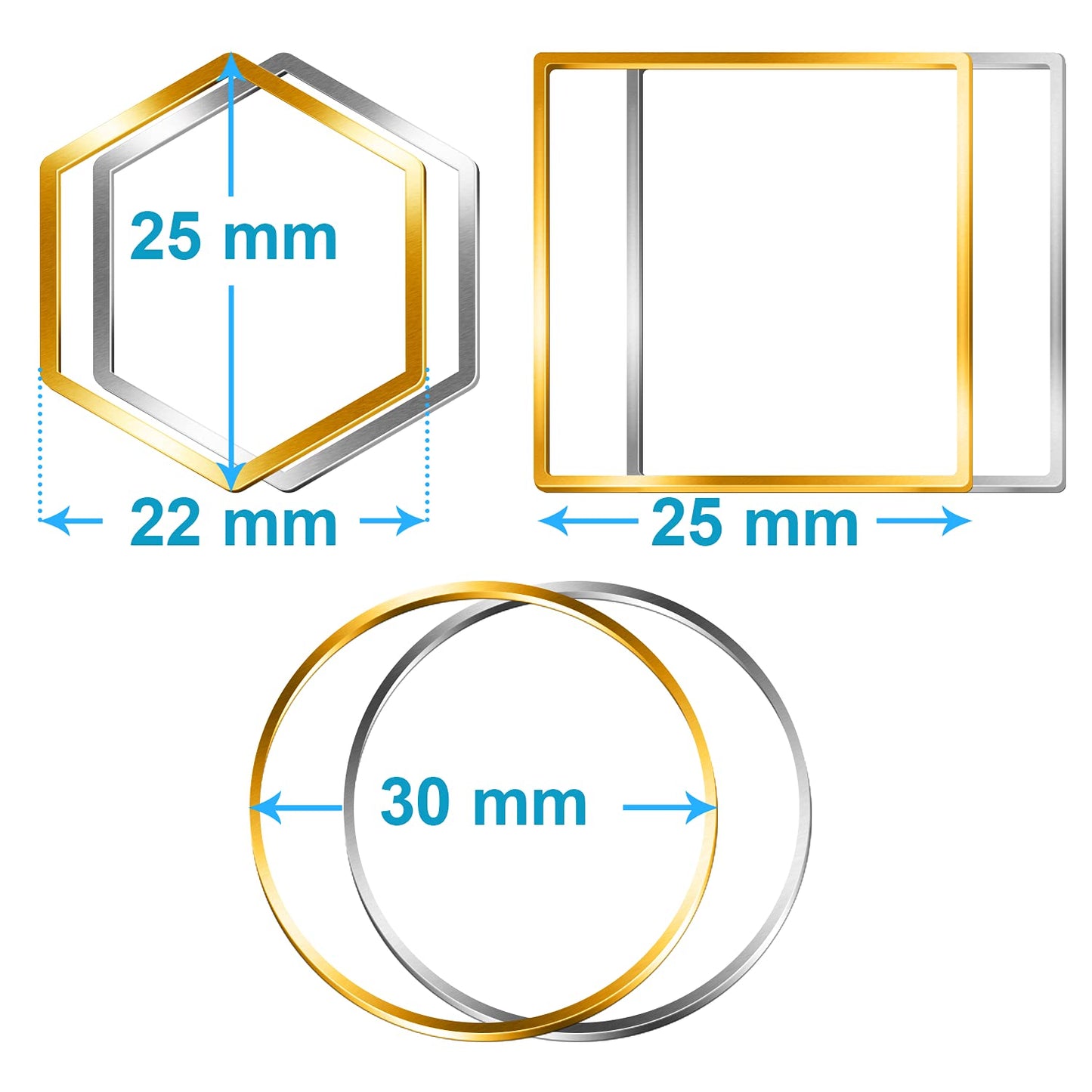 Earrings Beading Hoop for Jewelry Making,   Earrings Findings Hoops Earring Charms Open Bezel Pendant Frame for DIY Craft,Earring Necklace,Crafts Supplies (60 pcs (Round/Square/Hexagon))