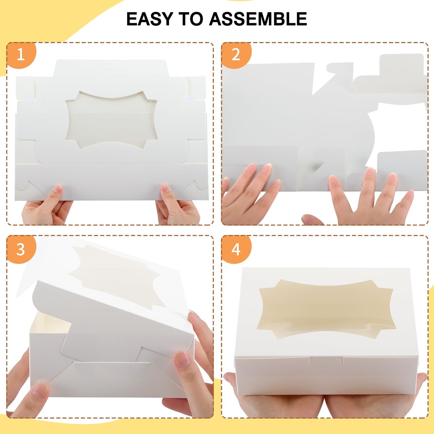 50pcs Cookie Boxes with Window, 8x6x2.5 Inches 2 Style Window Bakery Boxes for Treats, Father's Day, Chocolate Covered Strawberries, Muffins, Donuts