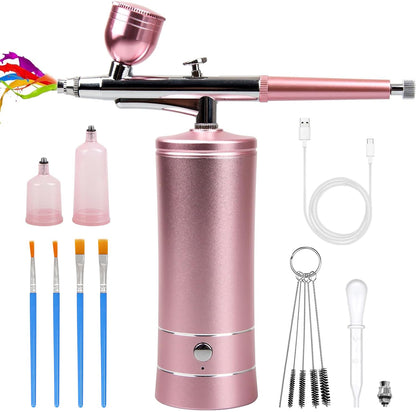 Airbrush-Kit Rechargeable Cordless Airbrush Compressor -Auto Handheld Airbrush Gun, Airbrush Set Portable Wireless Air Brush for Barber, Nail Art, Cake Decor, Makeup, Model Painting