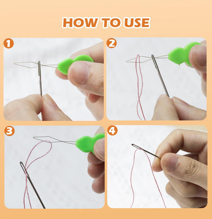 60 PCS Large Eye Sewing Needles, 6 Sizes Hand Sewing Needles, Leather Needle Embroidery Thread Needle, Stainless Hand Quilting Needles with Threaders for Hand Sewing Art Crafts