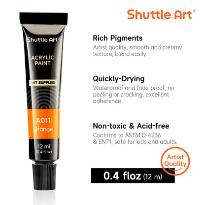 Acrylic Paint Set, 30 x12ml Tubes Artist Quality Non Toxic Rich Pigments Colors Great for Kids Adults Professional Painting on Rocks Canvas Wood Clay Fabric Ceramic Crafts