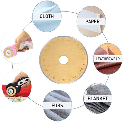 TOOLS Titanium Coated 45mm Rotary Cutter Blades 15 Pack Fits Olfa, Fiskars, Replacement Rotary Blade for Arts Crafts Quilting Scrapbooking Sewing, Sharp and Durable