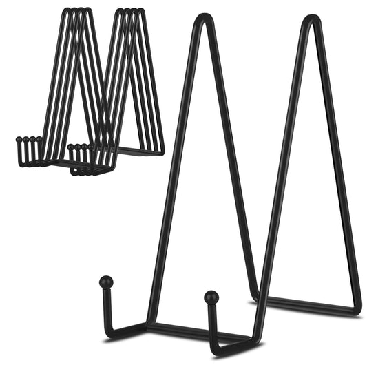 8 Inch 5 Pack Black Metal Display Stands Plate Stand Plate Holder Display Stands for Picture, Decorative Plate, Book, Photo Easel, Artistic Work