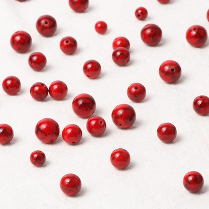 Beads for Bracelets Red Beads 6MM Beads Red Turquoise Bead Crystal Gemstone Beads for Bracelets, Natural Stone Beads for Jewelry Making 60pcs