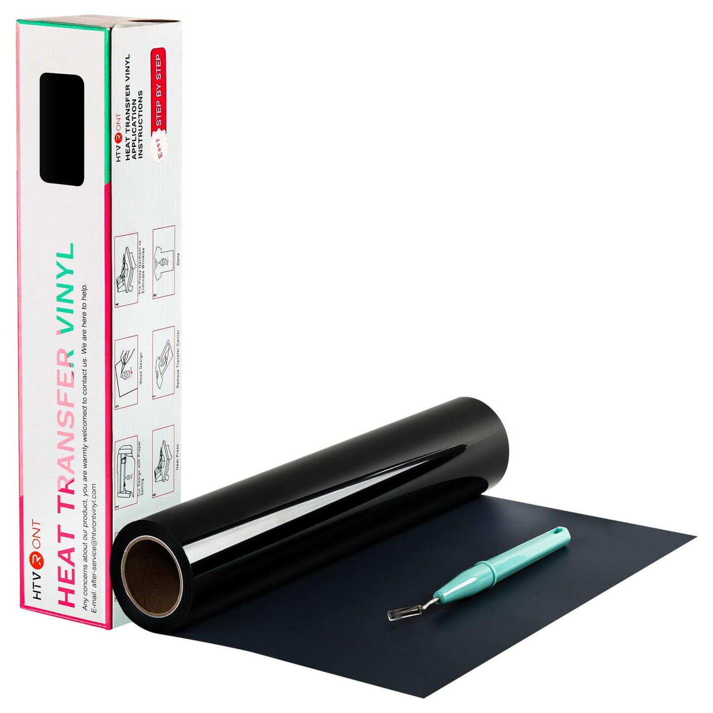 Black HTV Heat Transfer Vinyl Rolls - 12" x 20ft Black Iron on Vinyl for Shirts, Iron on for All Cutter Machine - Easy to Cut & Weed for Craft Heat Vinyl Design