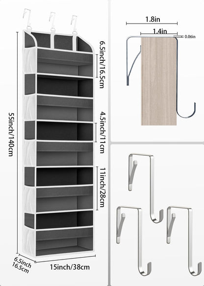 1 Pack Over The Door Organizer, Bathroom Organizers and Storage with 5 Pockets 10 Mesh Pockets, 50 lbs Weight Capacity Stuffed Animal Storage for Nursery Newborn Baby Essential