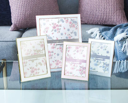 4x6 White Enamel, Silver Metal Edge Picture Frame with Easel, Made for Tabletop Display, Desk, Wall Décor, Gallery Art and More (4x6, White w/Silver)