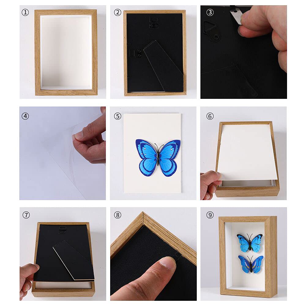 Small Shadow Box 4x6 Picture Frame with Real Glass Deep Wood Memory Box Display case for Flowers,Ticket,Memorabilia,Keepsake,Medal,Art and Photos,Burlywood