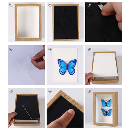 Small Shadow Box 4x6 Picture Frame with Real Glass Deep Wood Memory Box Display case for Flowers,Ticket,Memorabilia,Keepsake,Medal,Art and Photos,Burlywood