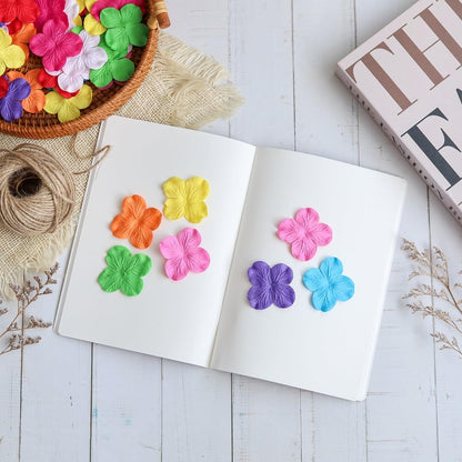 888 Artificial Flowers 50 Pcs Handmade Mulberry Paper Patch Hydrangeas Flowers 2x2 inch Mulberry Paper Flowers Scrapbooking Wedding DIY Craft (Mixed 10 Colors)