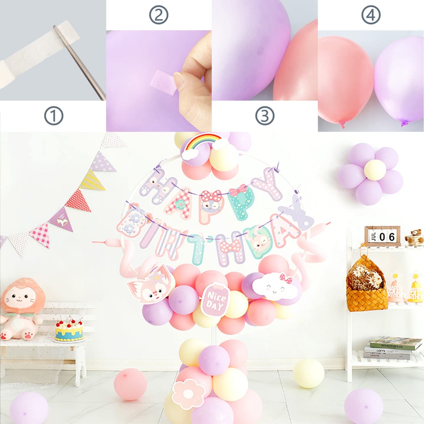 200 PCS Glue Points for Balloons, Removable Sticky Point Tape, Adhesive Double Sided Clear dots for Craft Decoration