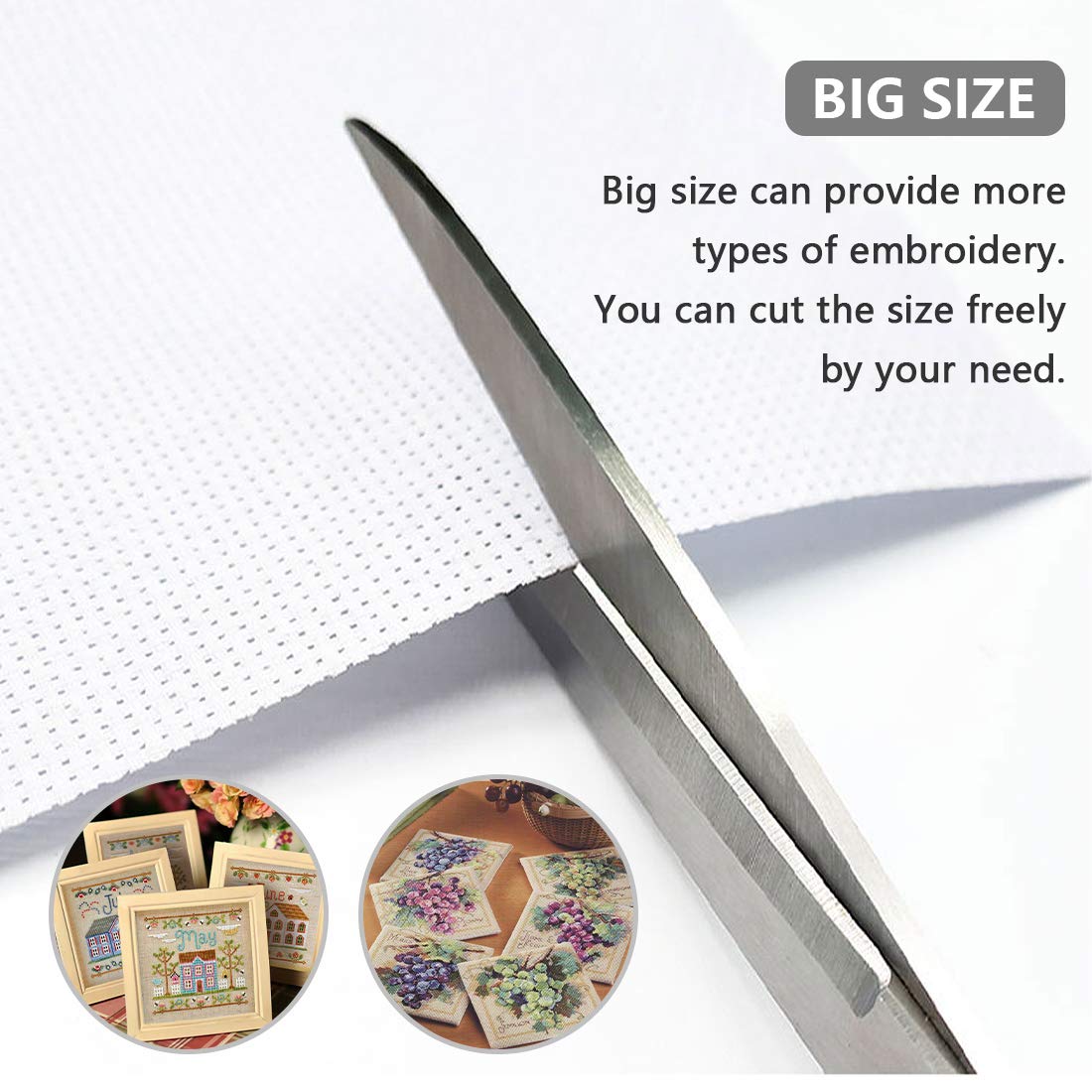 Cross Stitch Aida Fabric 14 Count, 59 by 39 Inch Large Size, Classic Reserve Cross Stitch Aida Cloth for Home DIY Embroidery Decoration