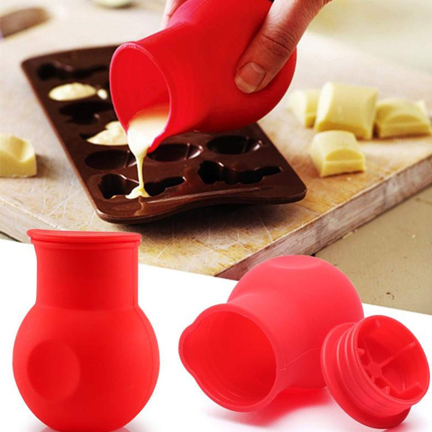 3 Pcs Silicone Chocolate Melting Pot, Butter Sauce Milk Microwave Baking Pouring Tool
