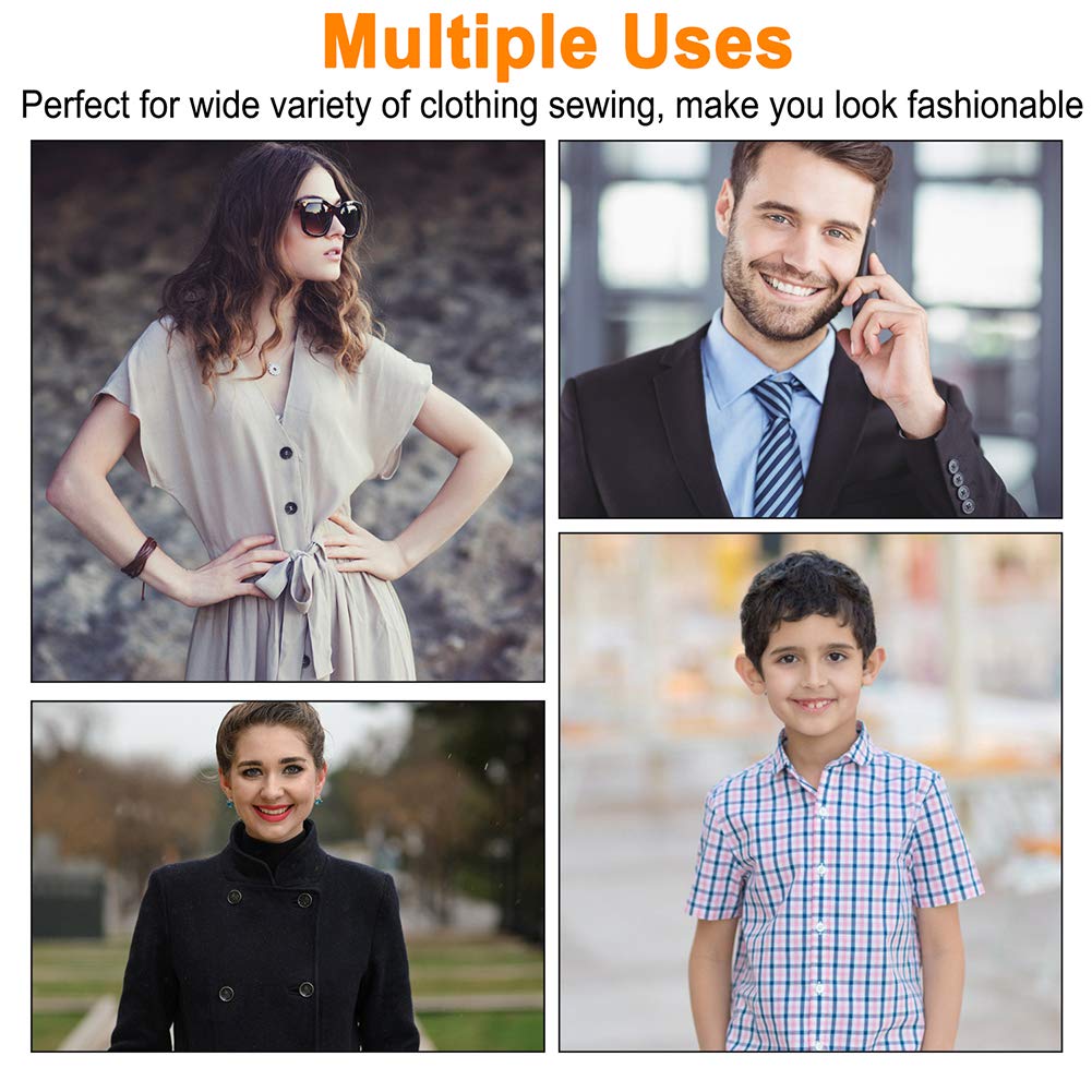 Mixed Sewing Buttons 160Pcs, Round Black 4-Hole Craft Buttons, 5 Sizes White Resin Button, with Separate Compartment Storage Box, Suitable for Sewing, Craft Projects and Holiday Decoration